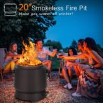Portable 20'' Smokeless Fire Pit with Cooking Grill for Outdoor Use