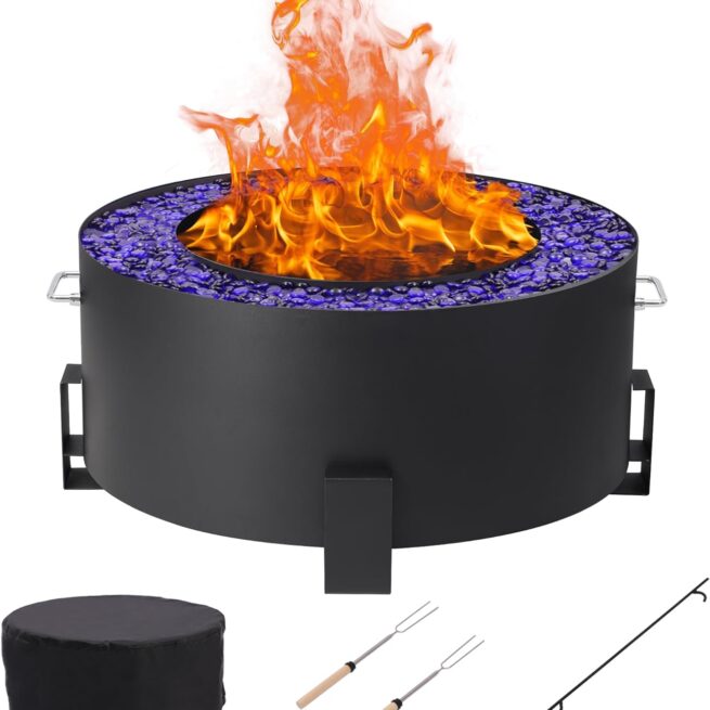 27" Smokeless Fire Pit: Portable Steel Bonfire for Outdoors - Black