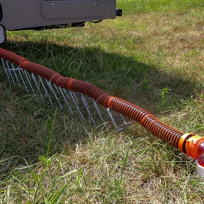 Camco Aluminum Sewer Hose Support | Up to 10' | Strap Kit | Durable & Lightweight