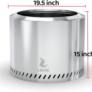 19.5" Stainless Steel Smokeless Fire Pit for Outdoor Camping & Bonfire