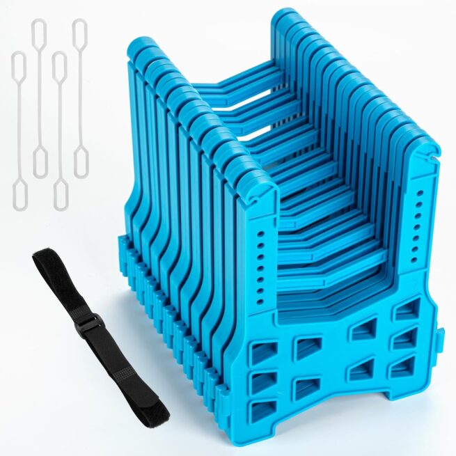 Adjustable 10FT RV Sewer Hose Support: Deep Cradles, Secure Rubber Band | Easy to Use