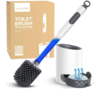 Silicone Toilet Bowl Brush Set: Refillable Handle - Deep Clean Scrubber