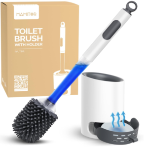 Silicone Toilet Bowl Brush Set: Refillable Handle - Deep Clean Scrubber