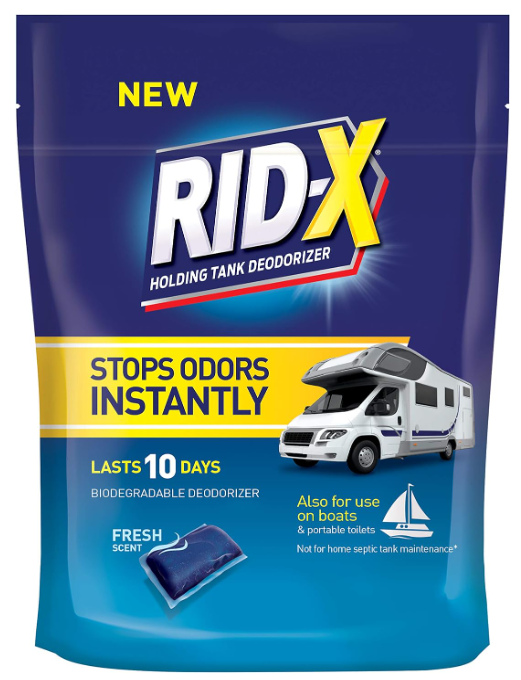 RID-X Holding Tank Deodorizer Pacs - RV, Boats, & Portables, Fresh Scent - 8 Count