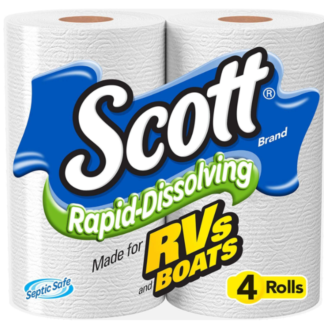 Scott Rapid Dissolve Bath Tissue: Ideal for RVs & Boats (16 Rolls)