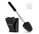 Fowooyeen Silicone Toilet Brush Set, Automatic - BlackFowooyeen