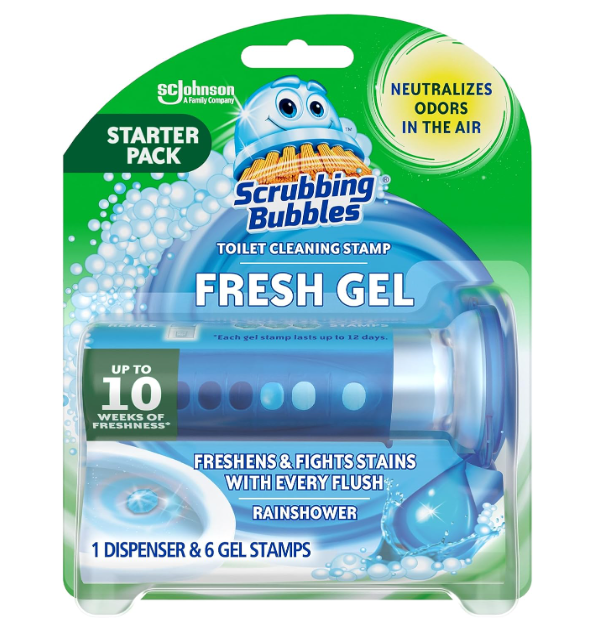 Scrubbing Bubbles Toilet Gel Stamps: Rainshower Scent, 1 Dispenser + 6 Stamps