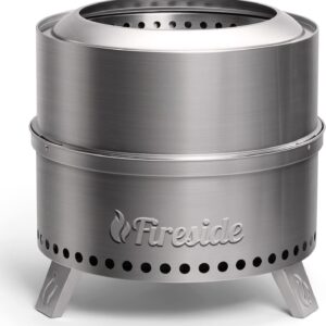 TURBRO 19" Smokeless Fire Pit: Stainless Steel Camping Stove with Stand & Ash Pan