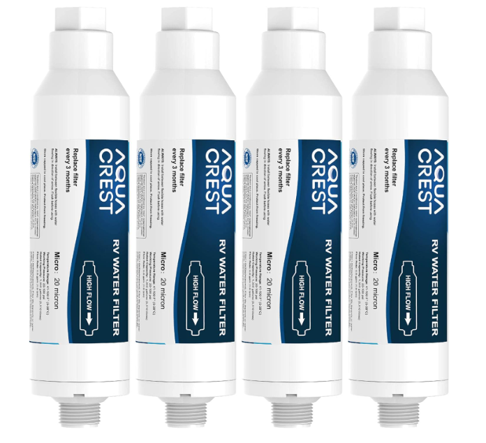 AQUA CREST RV Inline Water Filter | NSF, 4-Pack - Chlorine Reduction