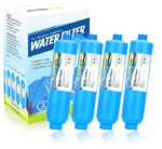 NSF Certified RV Inline Water Filter, 20 Microns, Reduces Bad Taste & Odors, Chlorine - 4 Pack