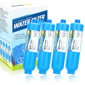 NSF Certified RV Inline Water Filter, 20 Microns, Reduces Bad Taste & Odors, Chlorine - 4 Pack