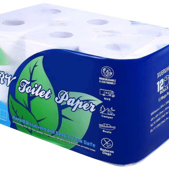 Quick Dissolve RV Toilet Paper: 2-Ply, Biodegradable, 500-Sheet