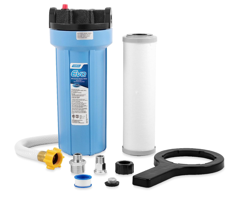 Camco Evo RV Water Filter: Activated Carbon, Bacteria Control, Replaceable Cartridge