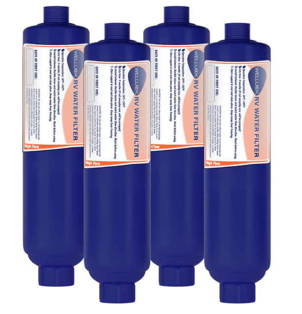WELLUCK RV Camper Inline Water Filter: Chlorine & Odor Reduction - 4 Pack