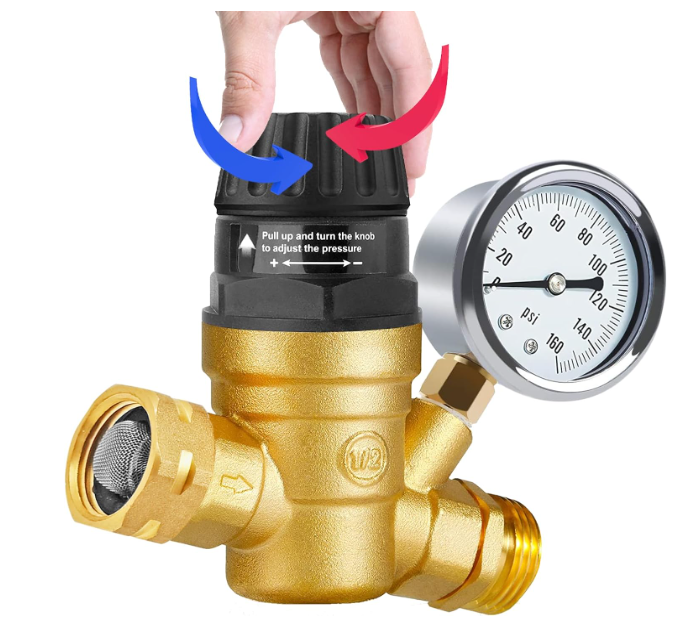 Adjustable RV Water Pressure Regulator: Upgrade for Camper, Reducer with Handle