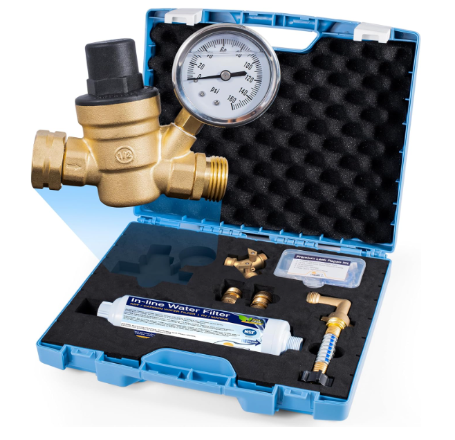 RV Fresh Water Kit: Pressure Regulator, Filter, Splitter, Connector & More