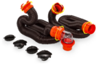 Camco RhinoFLEX 20-Ft RV Sewer Hose Kit | Clear Elbow, 4-in-1 Adapter