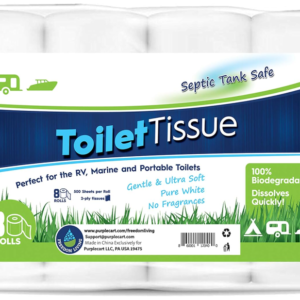 Biodegradable RV Toilet Paper: 2-Ply, 8 Rolls (500 sheets) - Septic Tank Safe