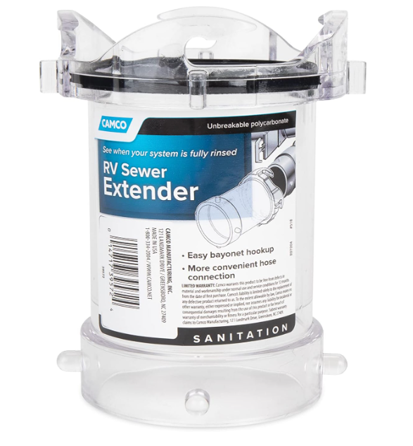 Camco RV Sewer Hose Extender | 5-Inch Transparent Design, Polycarbonate (39572)