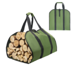Canvas Firewood Carrier Bag | Log Tote for Fireplace & Camping (Army Green)