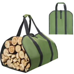 Canvas Firewood Carrier Bag | Log Tote for Fireplace & Camping (Army Green)
