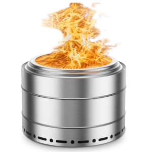 Portable Stainless Steel Fire Pit - Smokeless Outdoor Wood Burning (19 Inch)