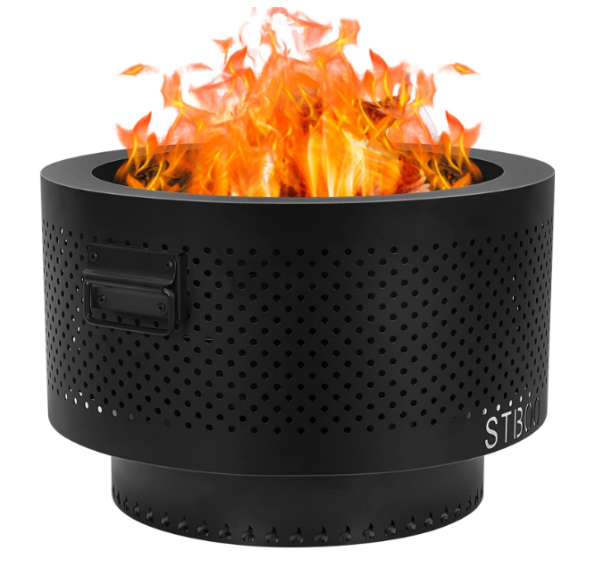 STBoo Smokeless Fire Pit: 20x14" Portable Wood Fireplace - Black