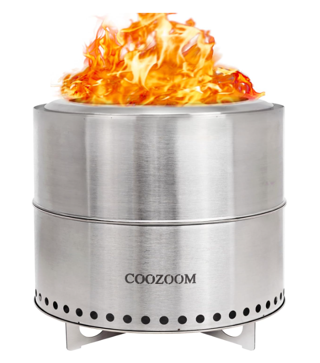 19" Stainless Steel Fire Pit with Stand - Portable, Smokeless Bonfire for Patio and Camping