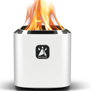 Mini Tabletop Fire Pit - Smokeless Outdoor Patio, Stainless Steel, White