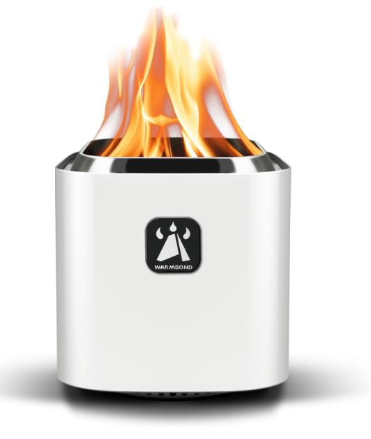Mini Tabletop Fire Pit - Smokeless Outdoor Patio, Stainless Steel, White