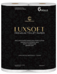 LUXSOFT Premium 3-Ply Luxury Toilet Paper 6-Pack - Quick Dissolve - White