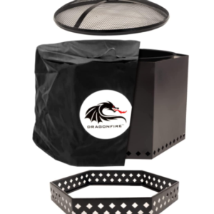 23.5" Matte Black Smokeless Firepit w/ Accessories: Spark Screen, Base Stand & Cover