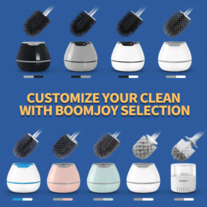 BOOMJOY Toilet Brush Set: Cleaner & Scrubber with Tweezers - White