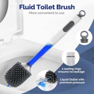 Silicone Toilet Bowl Brush Set: Refillable Handle - Deep Clean Scrubber