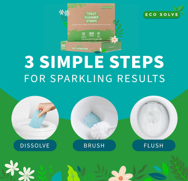 Toilet Bowl Cleaner Strips: 60 Count, Eco-friendly, Non-toxic, Septic Safe