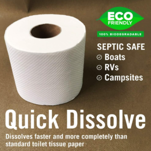Septic Safe Boat & RV Toilet Paper: Quick Dissolving 12 Rolls | Marine & Travel Camper Biodegradable Supplies | TP Bulk Pack
