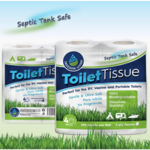 Biodegradable RV Toilet Paper: 2-Ply, 8 Rolls (500 sheets) - Septic Tank Safe