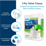 Camco RV Toilet Paper | Biodegradable | 1-Ply, 280 Sheets