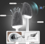 Sellemer Toilet Brush Set: Flexible Silicone Bristles, Compact Design, Ventilated Base | White (1 Pack)