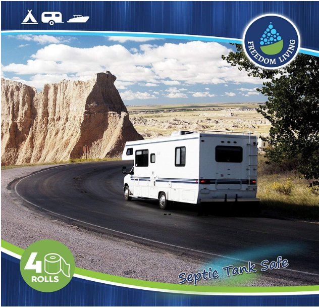 Biodegradable RV Toilet Paper: 2-Ply, 8 Rolls (500 sheets) - Septic Tank Safe