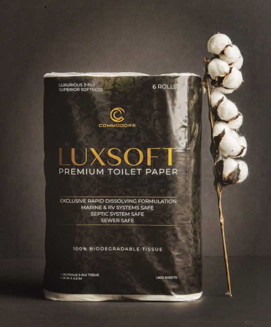 LUXSOFT Premium 3-Ply Luxury Toilet Paper 6-Pack - Quick Dissolve - White