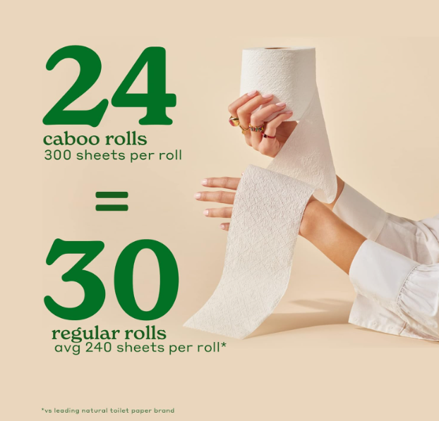 Caboo Bamboo Toilet Paper: Septic Safe, Biodegradable, Eco-Friendly 2-Ply