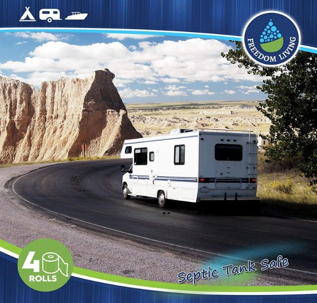 Biodegradable RV Toilet Paper: 2-Ply, 8 Rolls, 500 Sheets - Septic Tank Safe