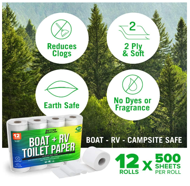 Boat & RV Toilet Paper: Quick Dissolving, Biodegradable 12 Rolls