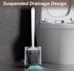 Sellemer Toilet Brush Set: Flexible Silicone Bristles, Compact Design, Ventilated Base | White (1 Pack)