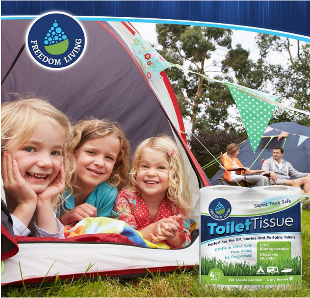 Biodegradable RV Toilet Paper: 2-Ply, 8 Rolls (500 sheets) - Septic Tank Safe