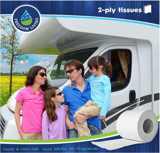 Biodegradable RV Toilet Paper: 2-Ply, 8 Rolls (500 sheets) - Septic Tank Safe