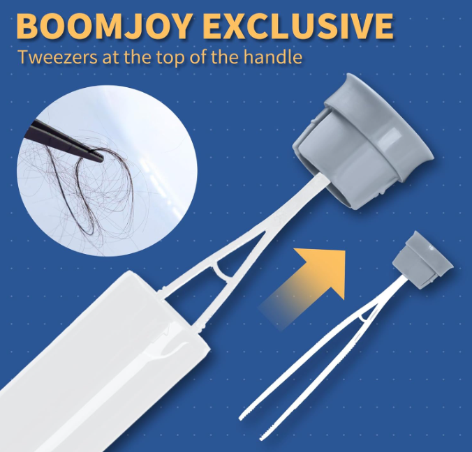 BOOMJOY Toilet Brush Set: Cleaner & Scrubber with Tweezers - White