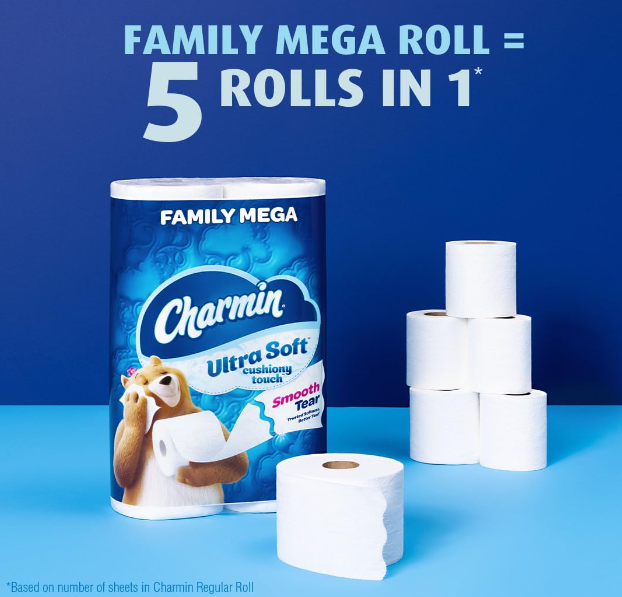 Charmin Ultra Soft Toilet Paper: 24 Mega Rolls = 123 Regular Rolls