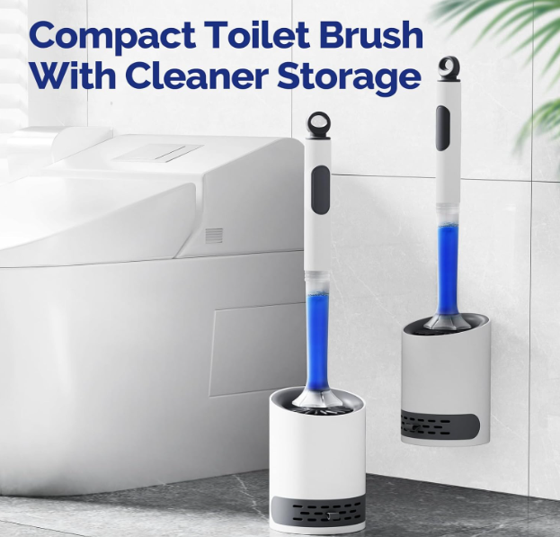 Silicone Toilet Bowl Brush Set: Refillable Handle - Deep Clean Scrubber